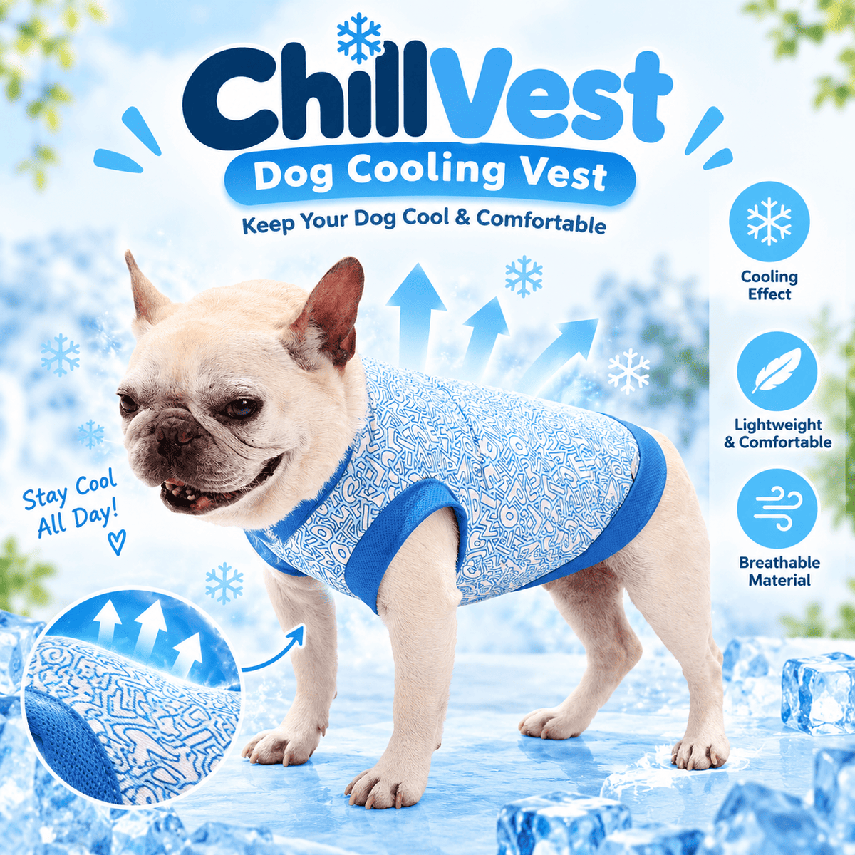 ChillVest™ Evaporative Cooling Vest for French Bulldogs, Pugs & Flat-Faced Breeds