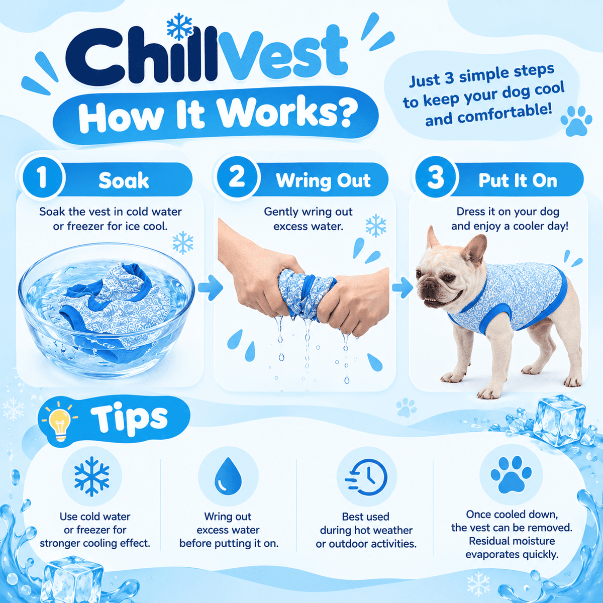 ChillVest™ Evaporative Cooling Vest for French Bulldogs, Pugs & Flat-Faced Breeds