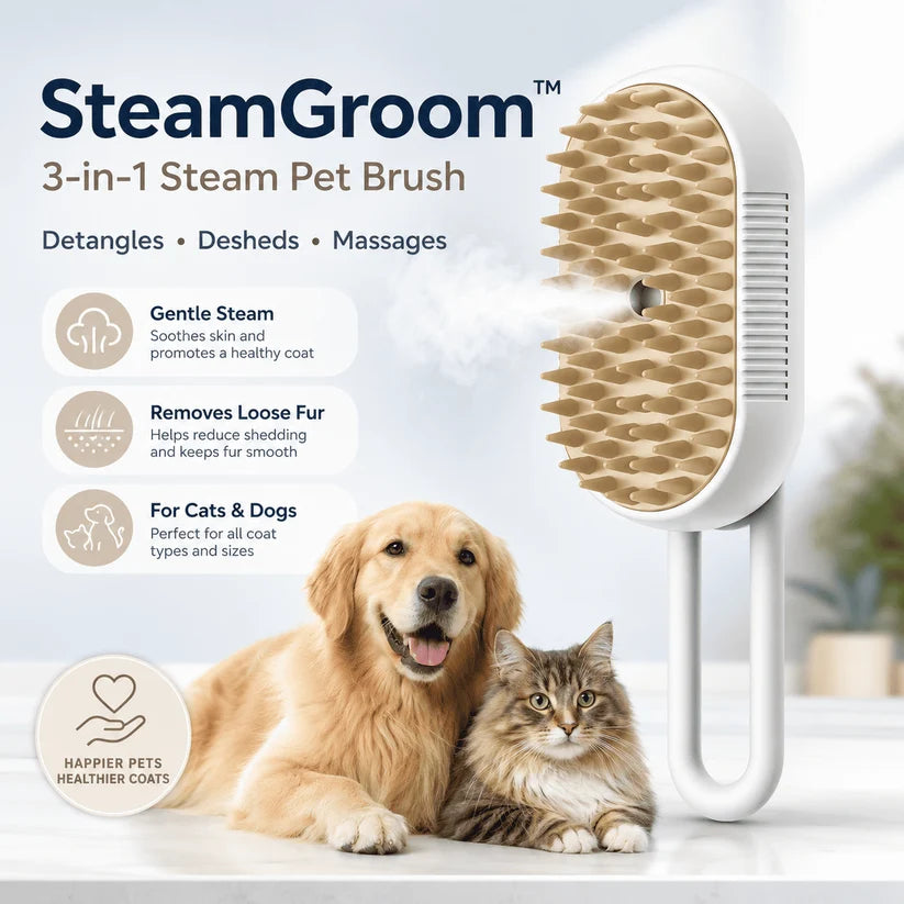 SteamGroom™ 3-in-1 Steam Pet Brush